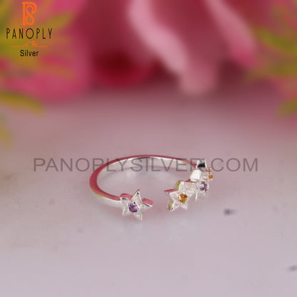 Amethyst & Citrine 925 Sterling Silver Ring