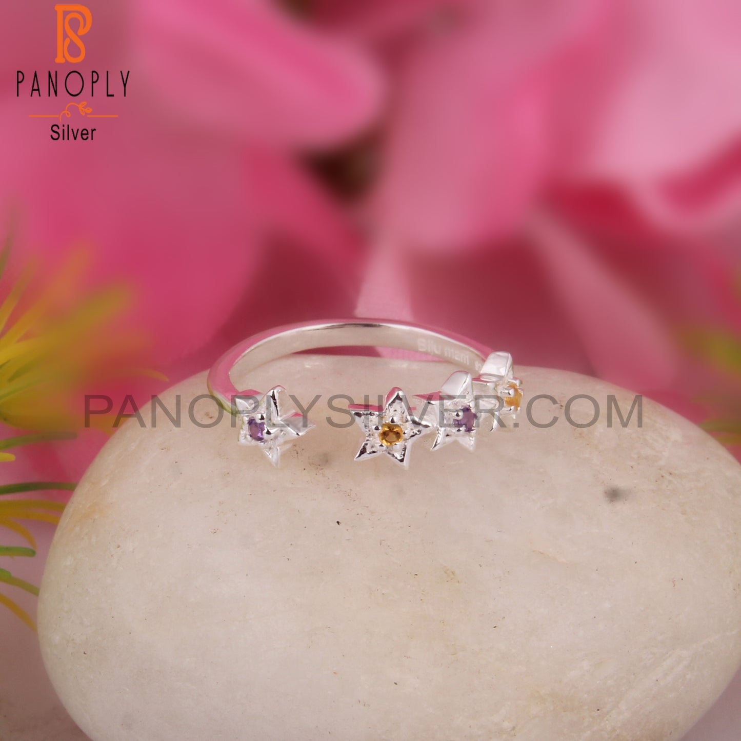 Amethyst & Citrine 925 Sterling Silver Ring