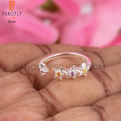 Amethyst & Citrine 925 Sterling Silver Ring