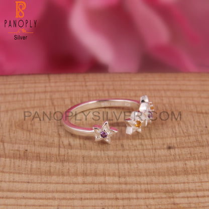 Amethyst & Citrine 925 Sterling Silver Ring