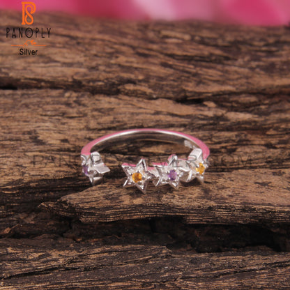 Amethyst & Citrine 925 Sterling Silver Ring