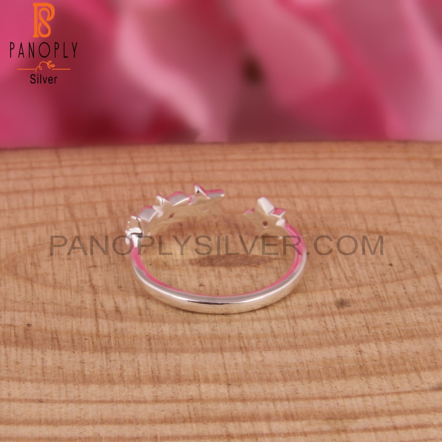Garnet & White Topaz 925 Stamp Silver Ring