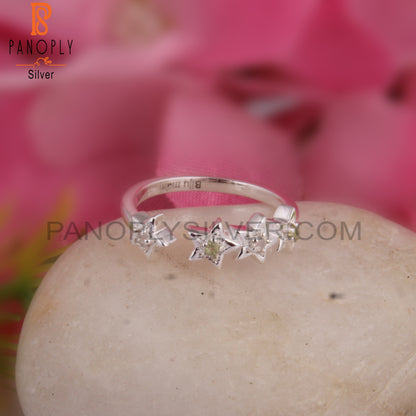 White Topaz & Peridot 925 Sterling Silver Ring