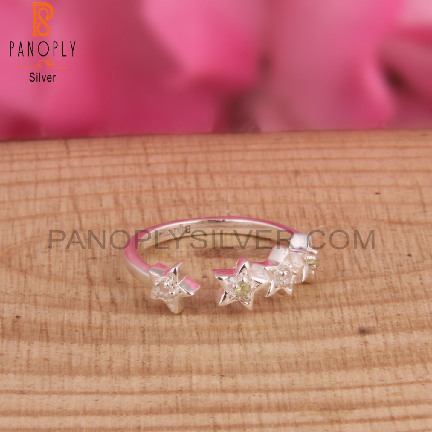 White Topaz & Peridot 925 Sterling Silver Ring