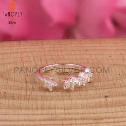 White Topaz & Peridot 925 Sterling Silver Ring