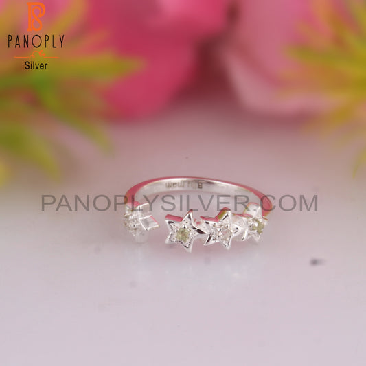 White Topaz & Peridot 925 Sterling Silver Ring