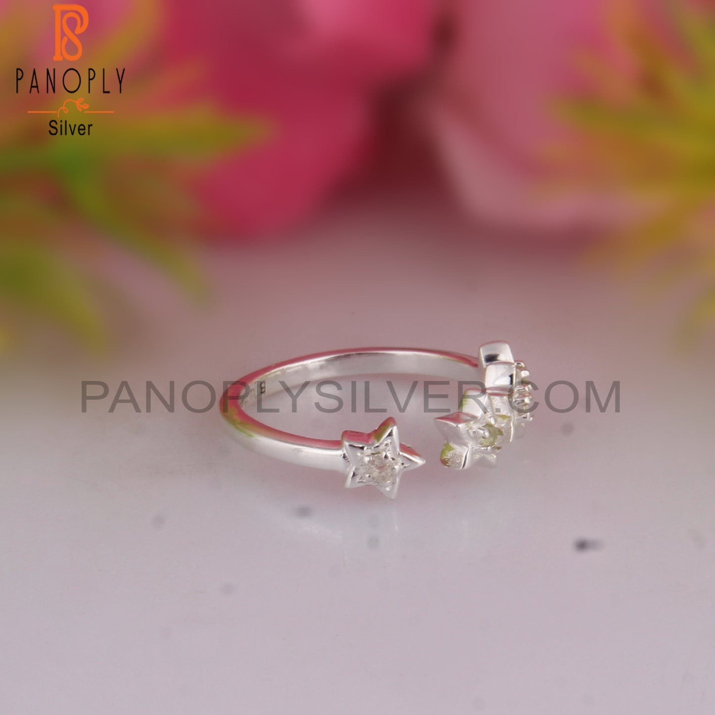 White Topaz & Peridot 925 Sterling Silver Ring