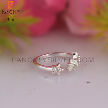 White Topaz & Peridot 925 Sterling Silver Ring