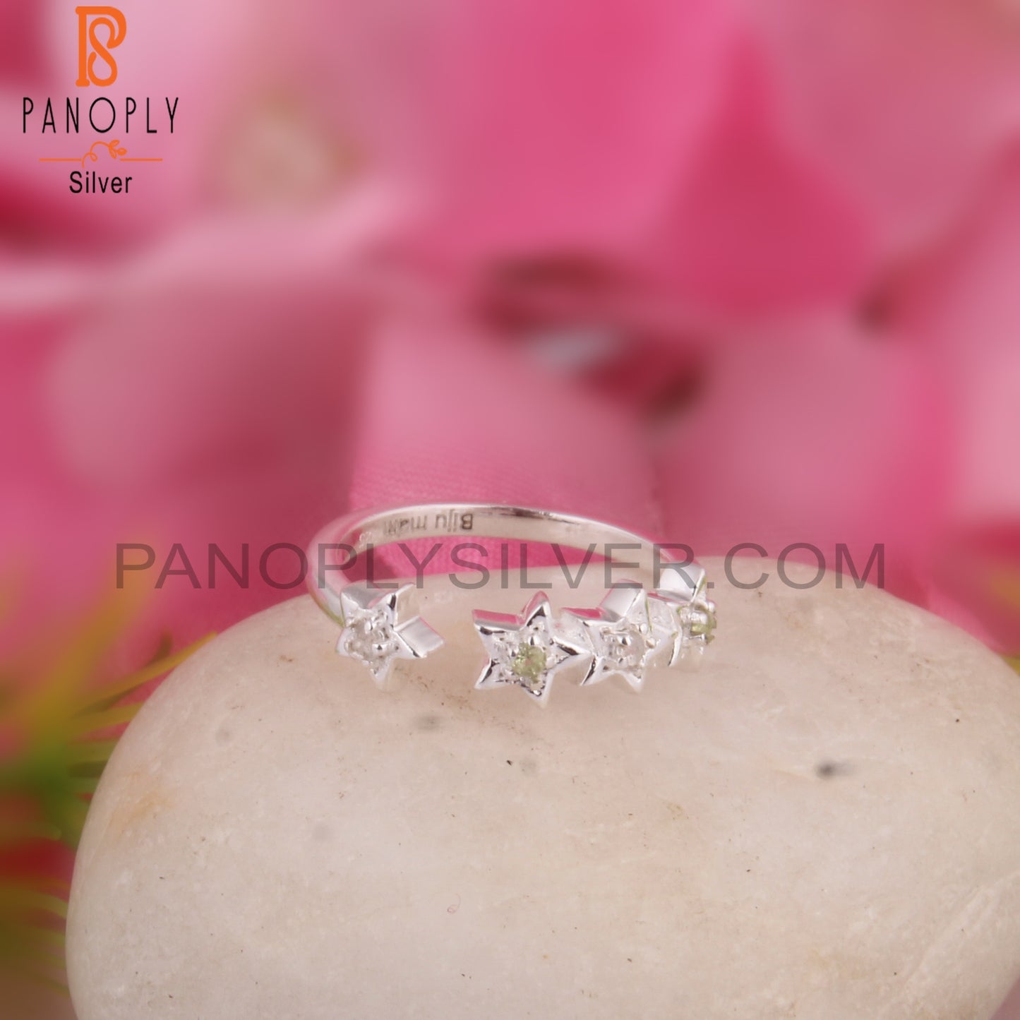 White Topaz & Peridot 925 Sterling Silver Ring
