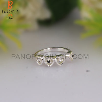 Black Spinel & White Topaz Attractive 925 Sterling Silver Ring