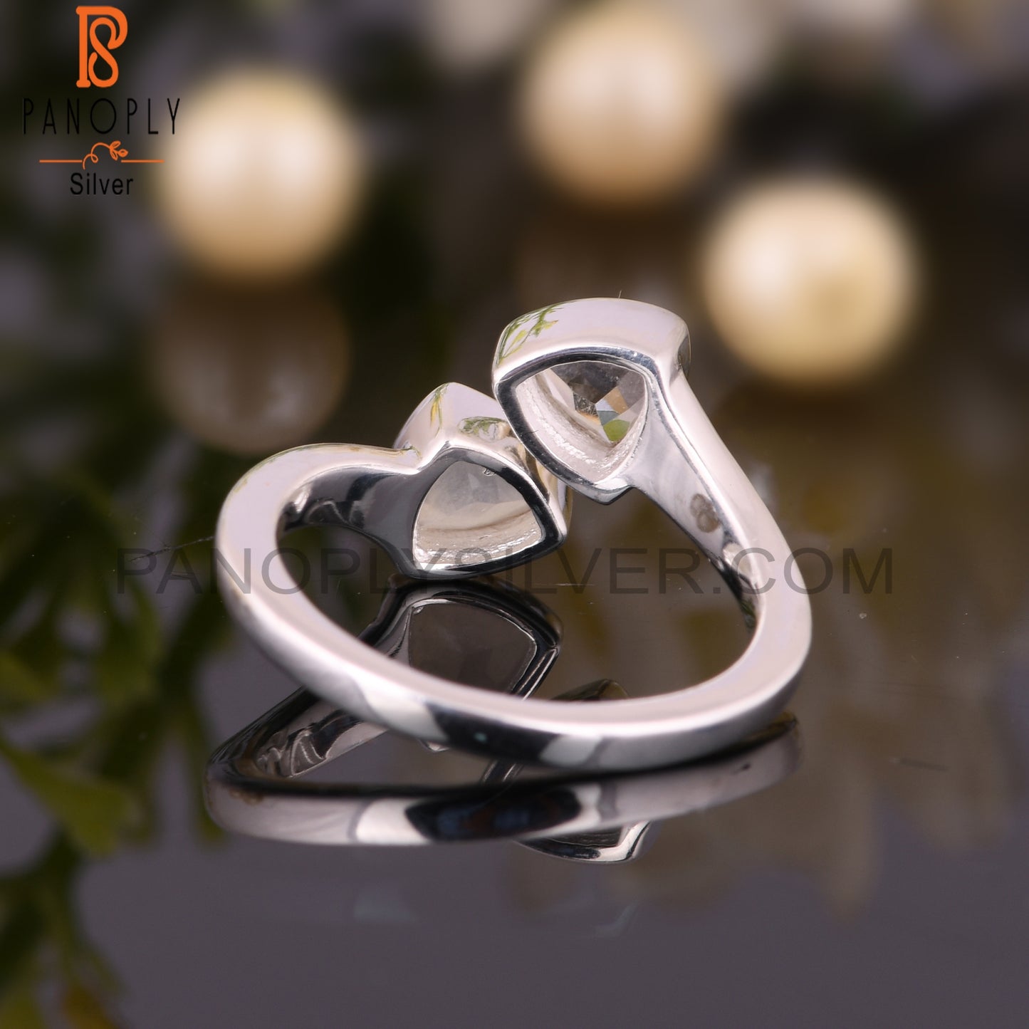 Crystal Quartz & Rainbow Moonstone 925 Sterling Silver Ring