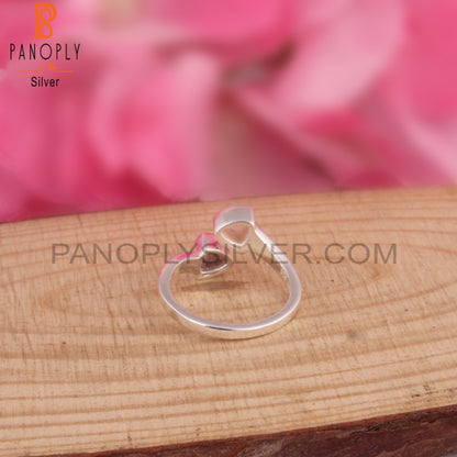 Black Rutile & Ethiopian Opal Bypass 925 Silver Ring