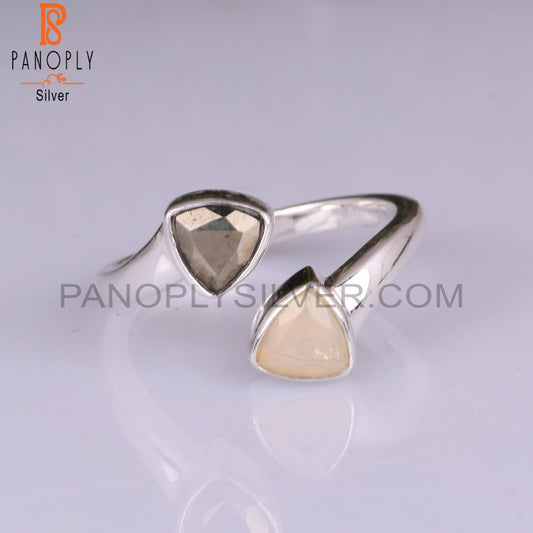 Ethiopian Opal & Pyrite 925 Sterling Silver Ring