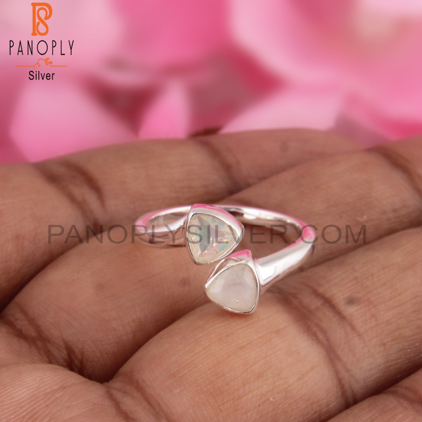 Ethiopian Opal, Rainbow Moonstone 925 Sterling Silver Ring