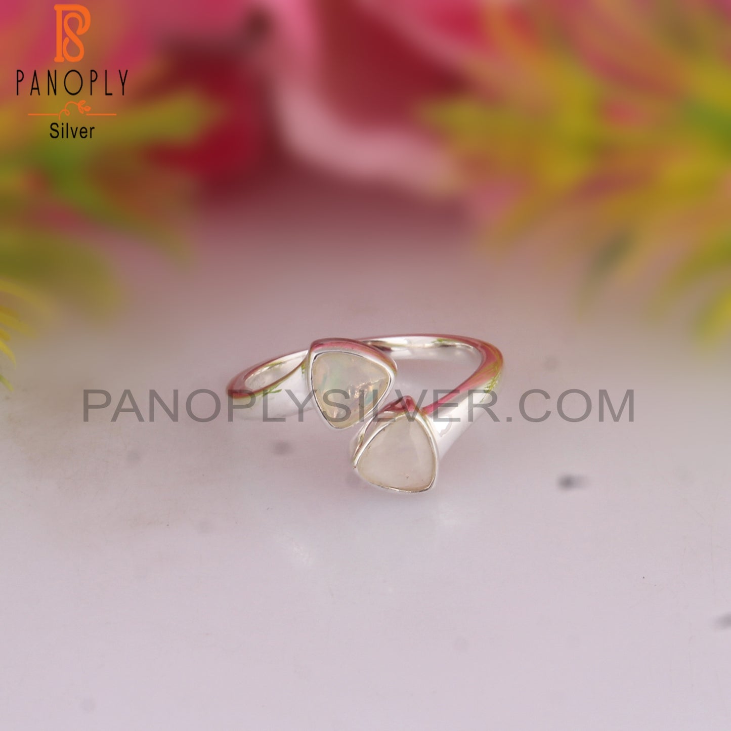 Ethiopian Opal, Rainbow Moonstone 925 Sterling Silver Ring