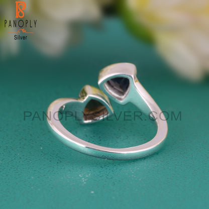 Smoky & Iolite Trillion Shape 925 Sterling Silver Ring