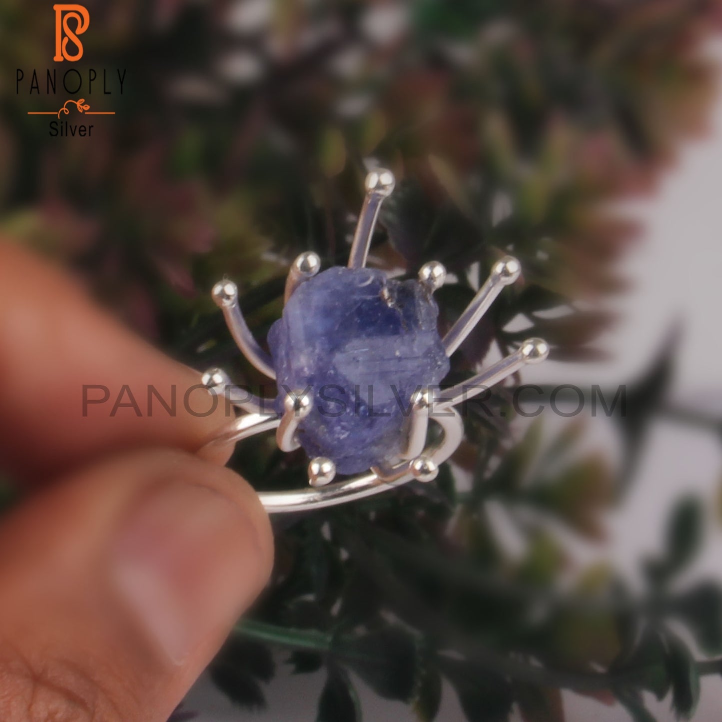 Tanzanite Rough 925 Sterling Silver Crown Ring