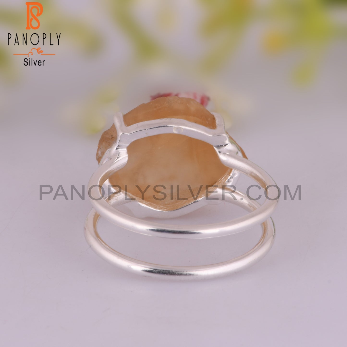 Citrine 925 Sterling Silver Anniversary Ring