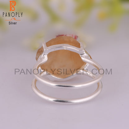 Citrine 925 Sterling Silver Anniversary Ring