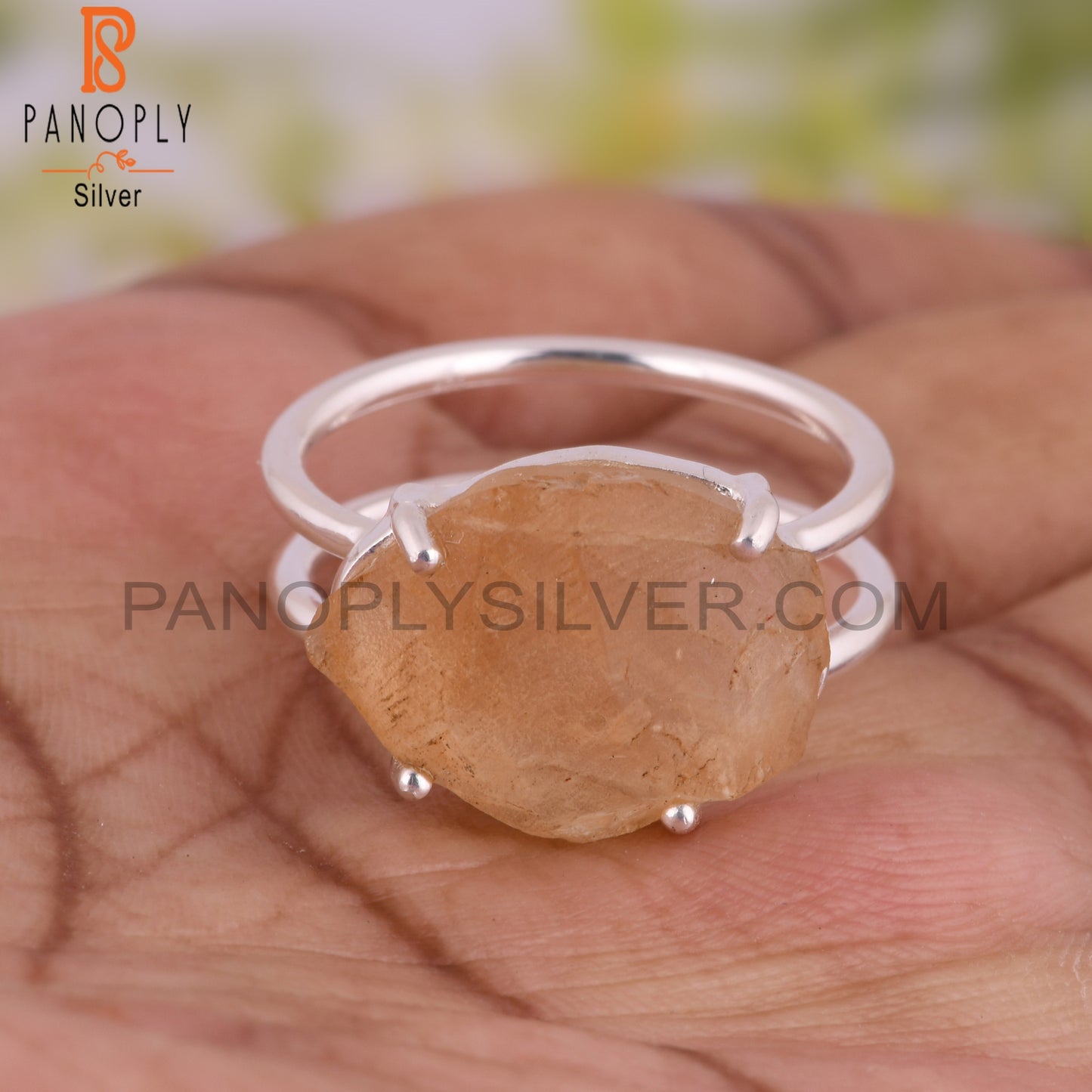 Citrine 925 Sterling Silver Anniversary Ring