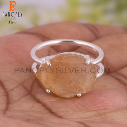 Citrine 925 Sterling Silver Anniversary Ring