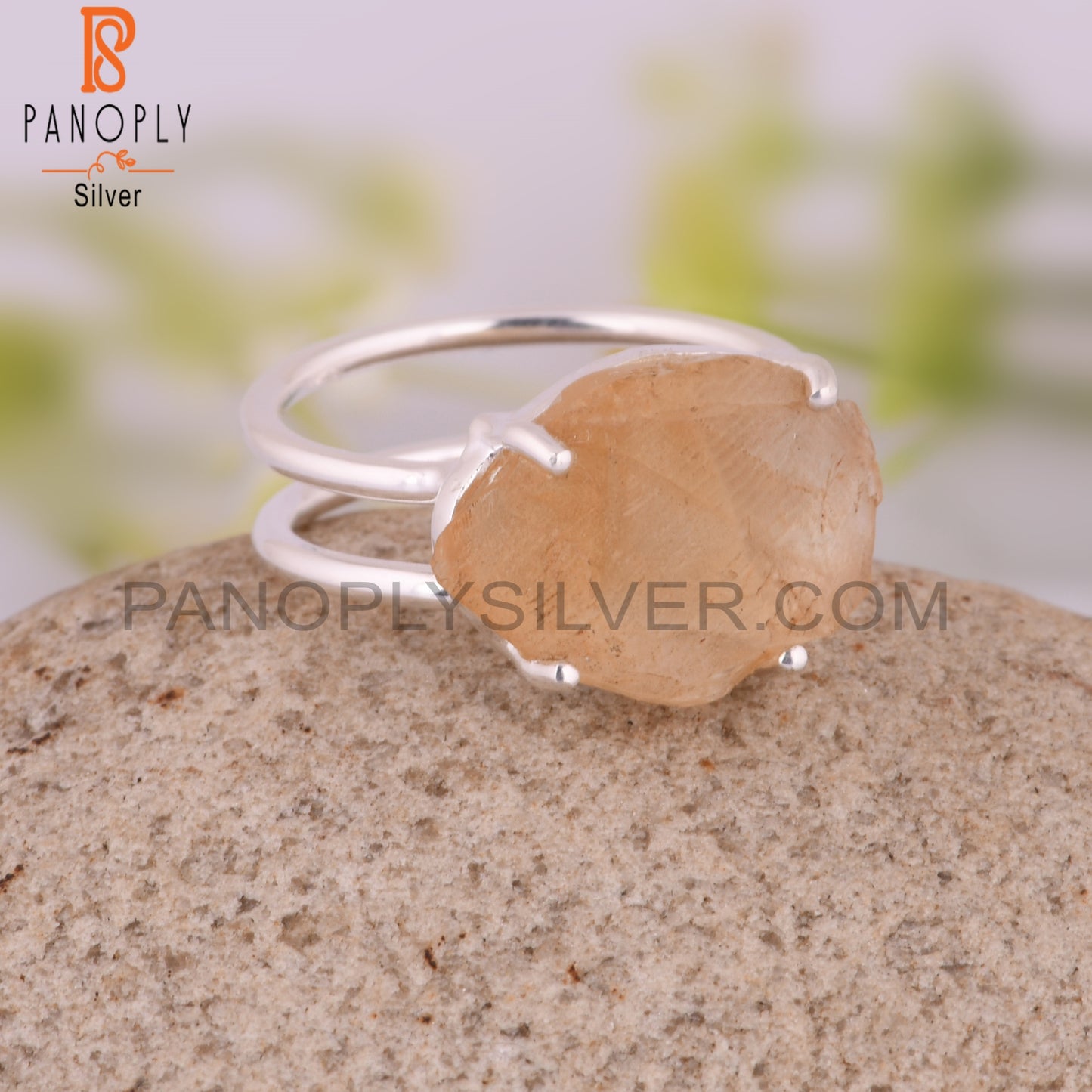 Citrine 925 Sterling Silver Anniversary Ring