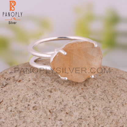 Citrine 925 Sterling Silver Anniversary Ring