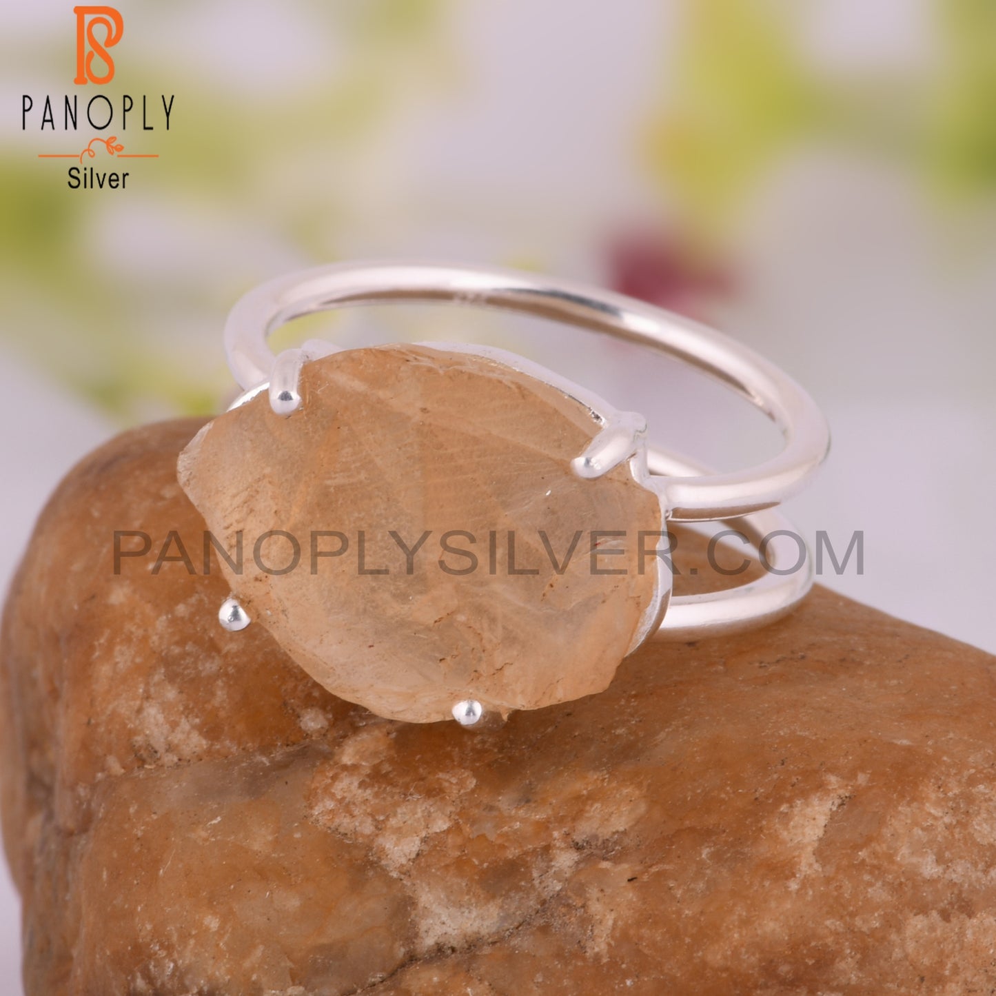 Citrine 925 Sterling Silver Anniversary Ring