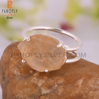 Citrine 925 Sterling Silver Anniversary Ring