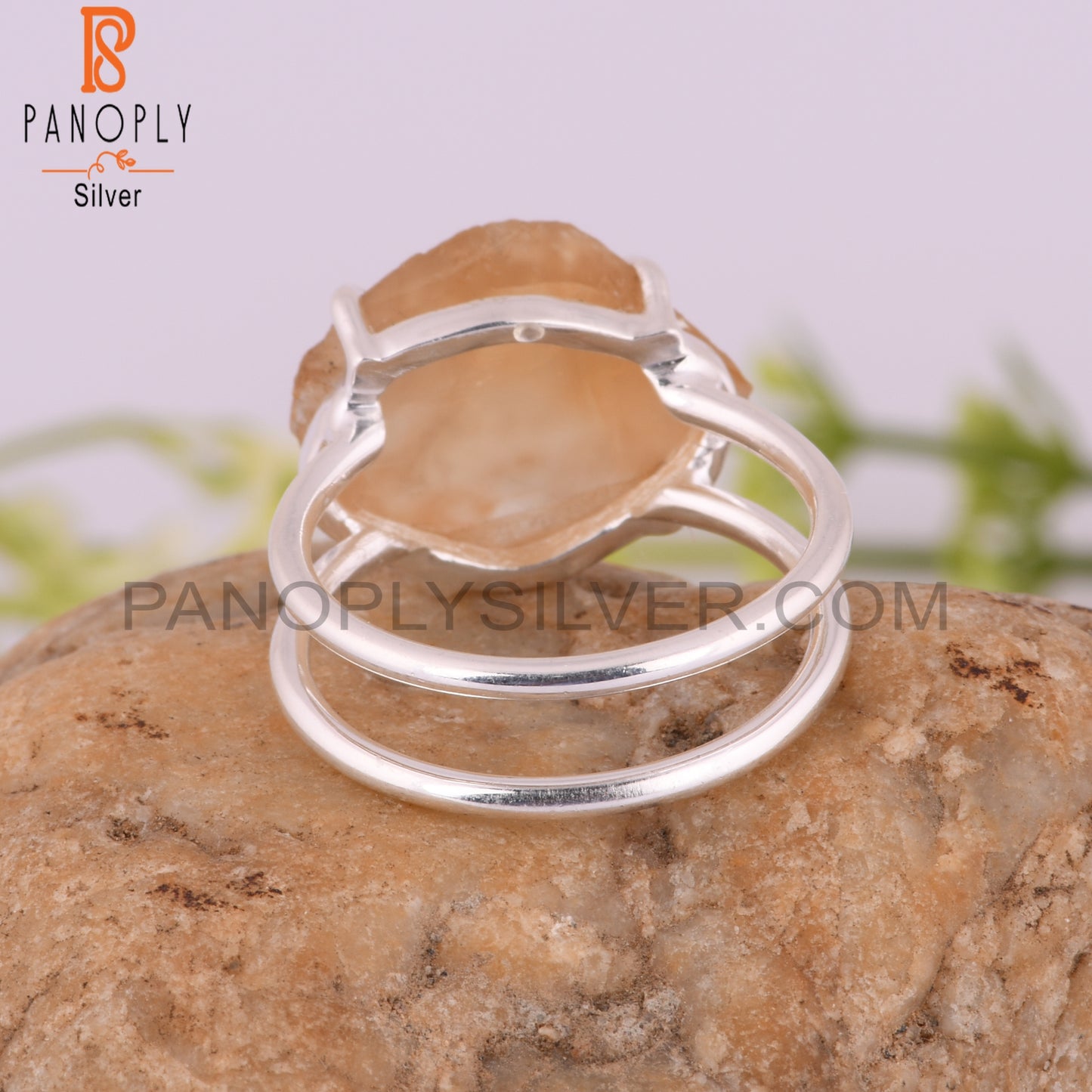 Citrine 925 Sterling Silver Anniversary Ring