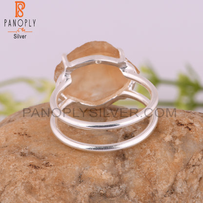 Citrine 925 Sterling Silver Anniversary Ring