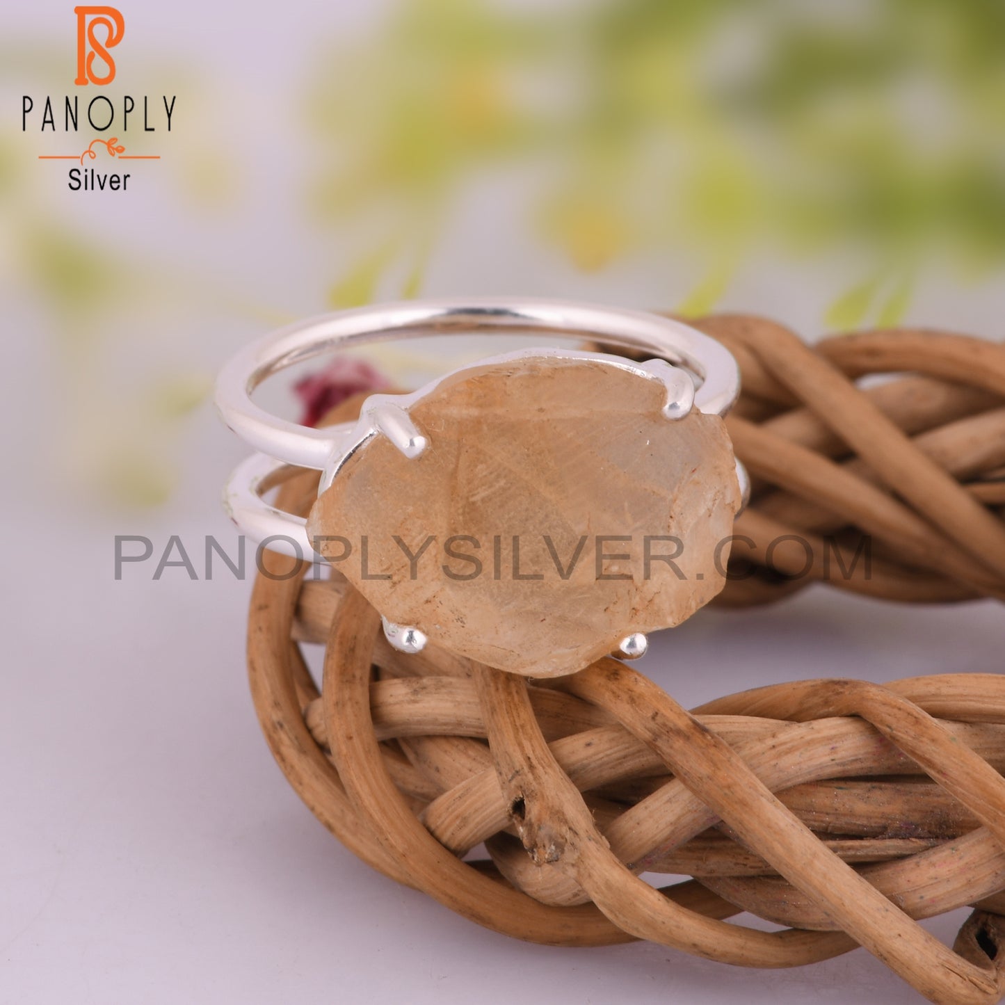 Citrine 925 Sterling Silver Anniversary Ring
