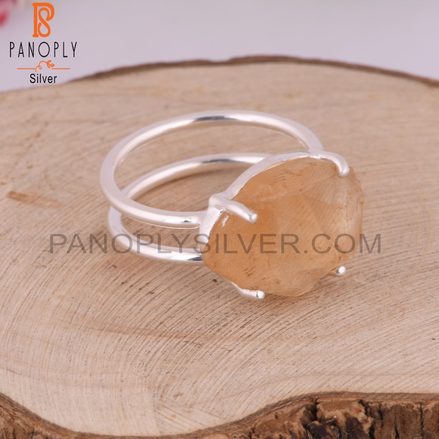Citrine 925 Sterling Silver Anniversary Ring