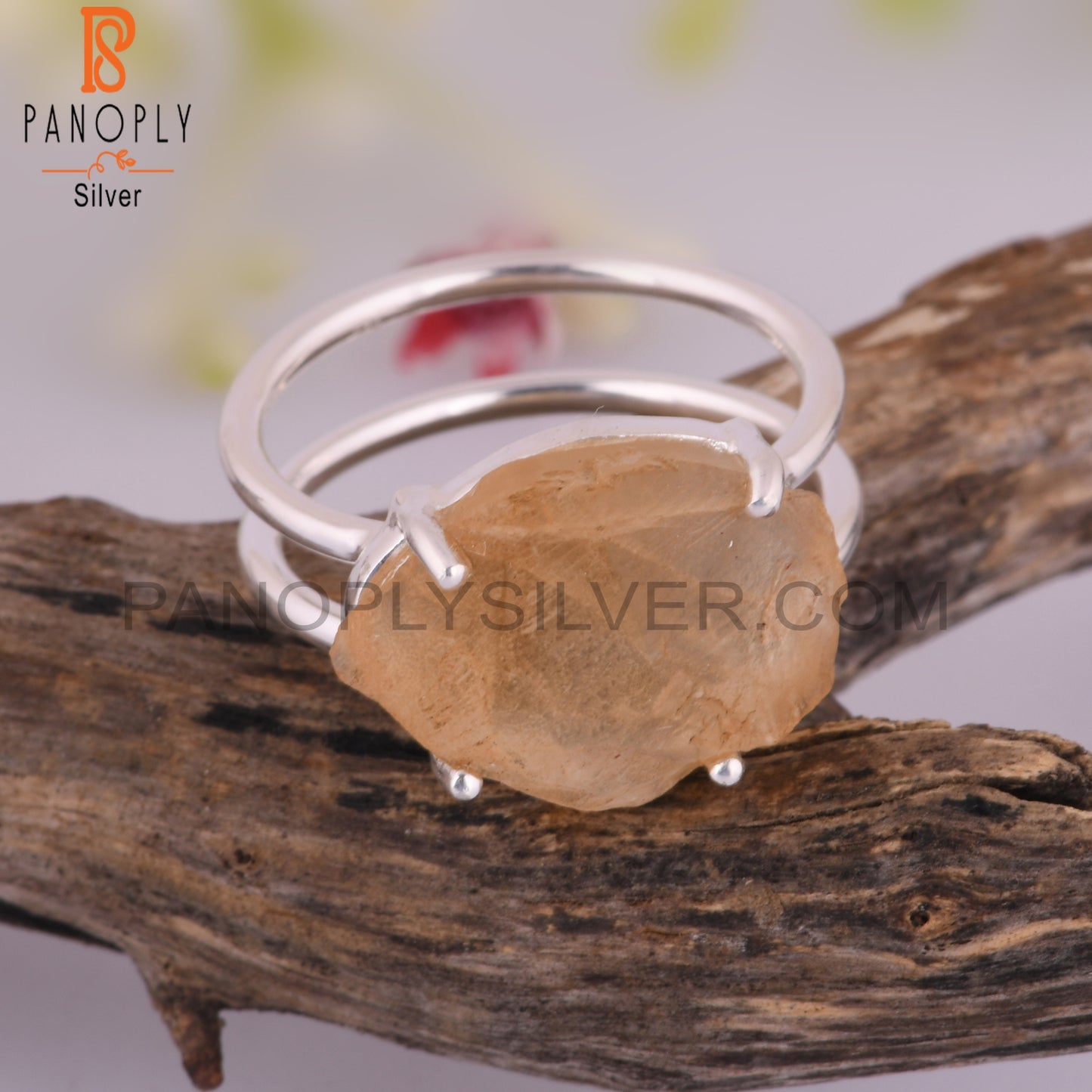 Citrine 925 Sterling Silver Anniversary Ring