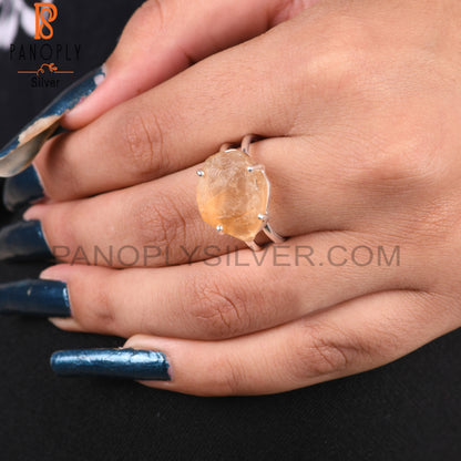 Citrine 925 Sterling Silver Anniversary Ring