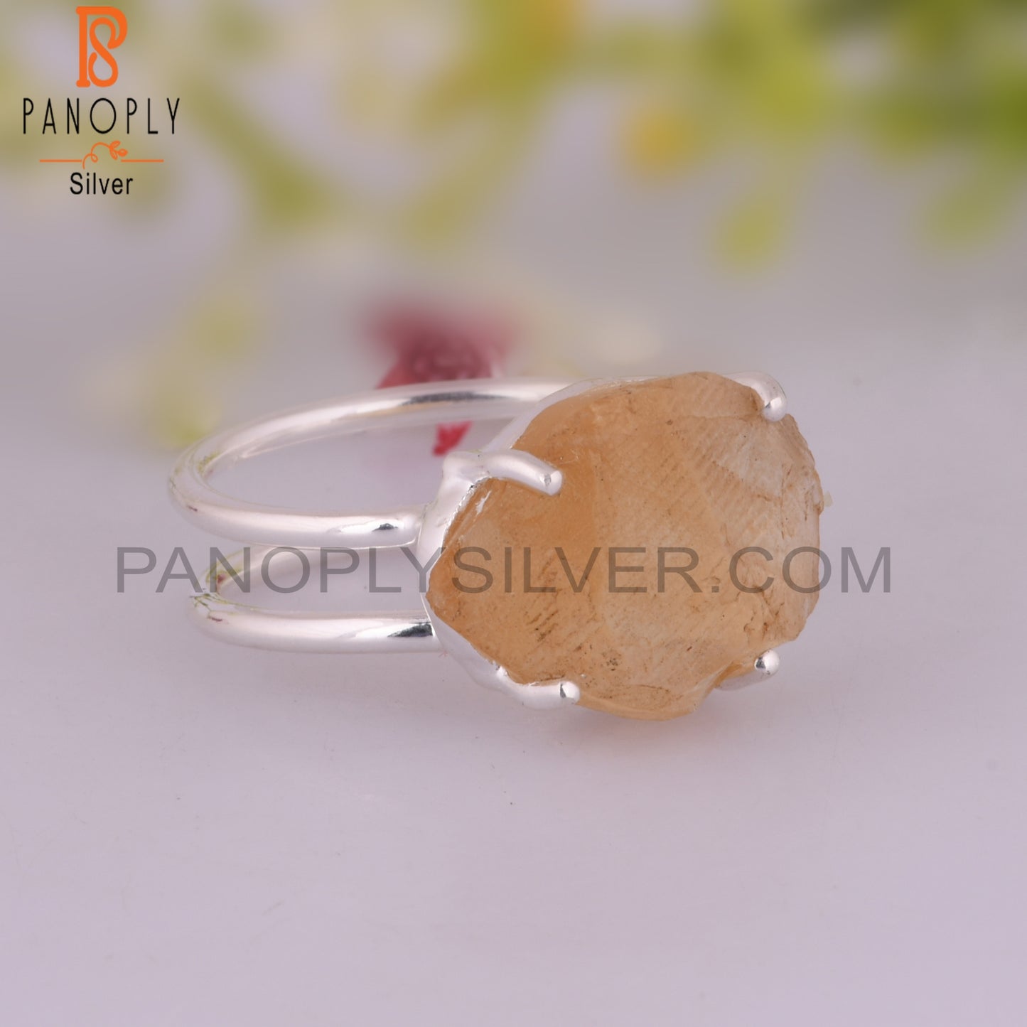 Citrine 925 Sterling Silver Anniversary Ring