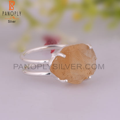 Citrine 925 Sterling Silver Anniversary Ring