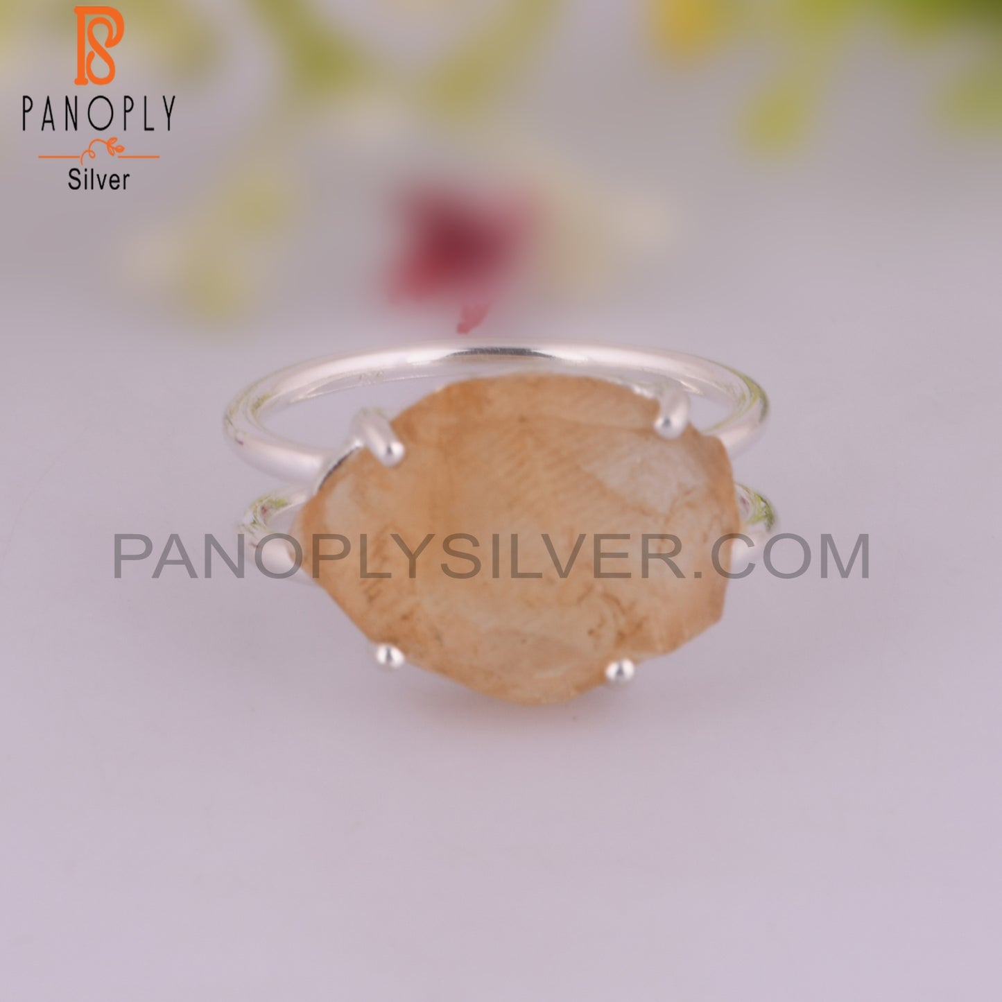 Citrine 925 Sterling Silver Anniversary Ring