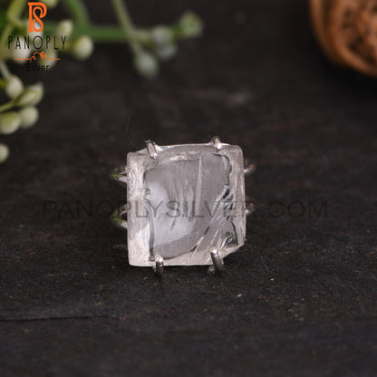 Crystal Quartz Rough 925 Sterling Silver Ring