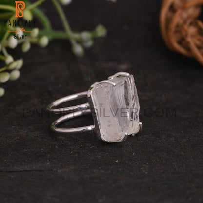 Crystal Quartz Rough 925 Sterling Silver Ring