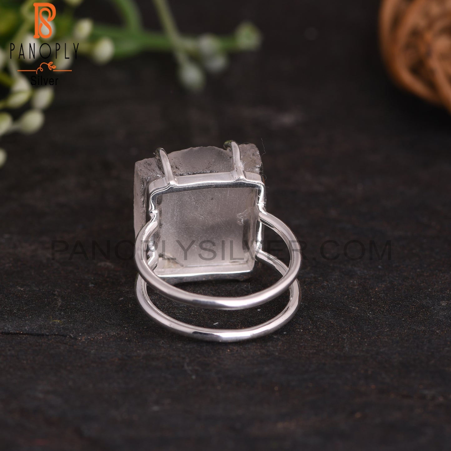 Crystal Quartz Rough 925 Sterling Silver Ring