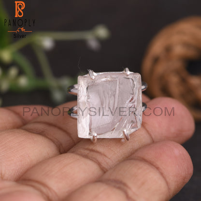 Crystal Quartz Rough 925 Sterling Silver Ring