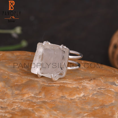 Crystal Quartz Rough 925 Sterling Silver Ring