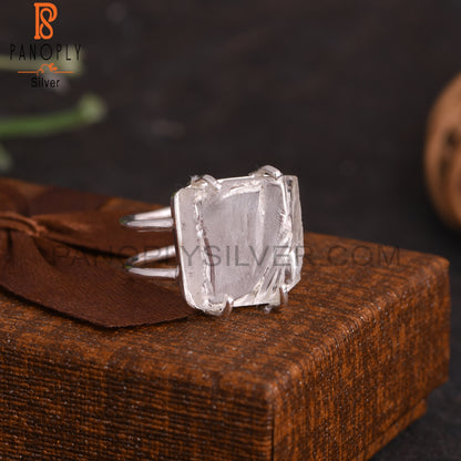 Crystal Quartz Rough 925 Sterling Silver Ring