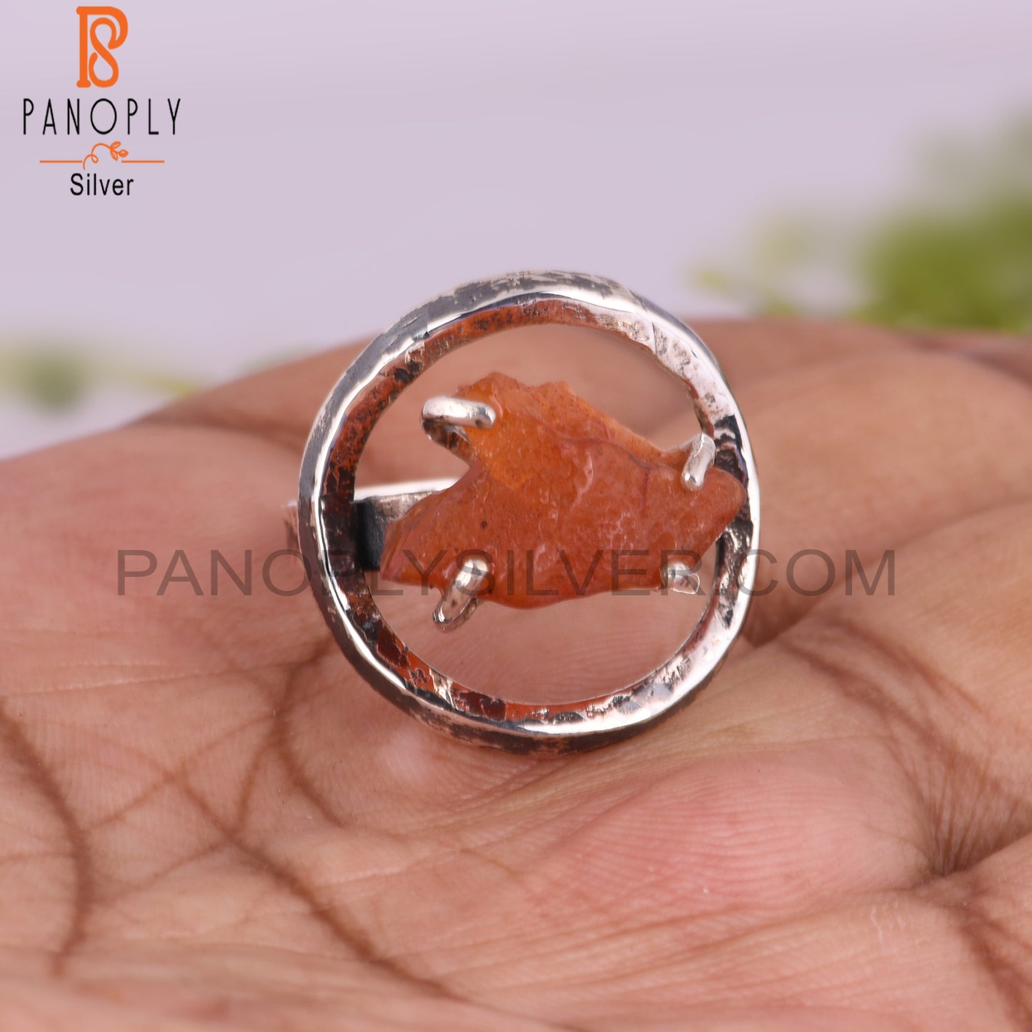 Natural Carnelian 925 Sterling Silver Ring