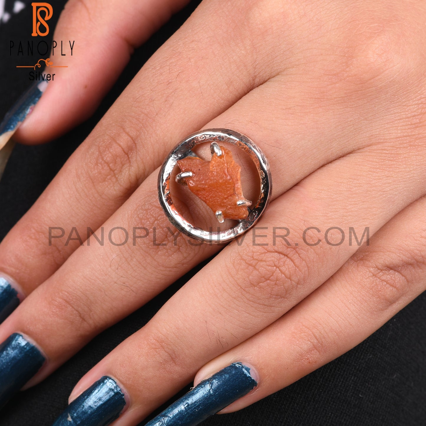 Natural Carnelian 925 Sterling Silver Ring