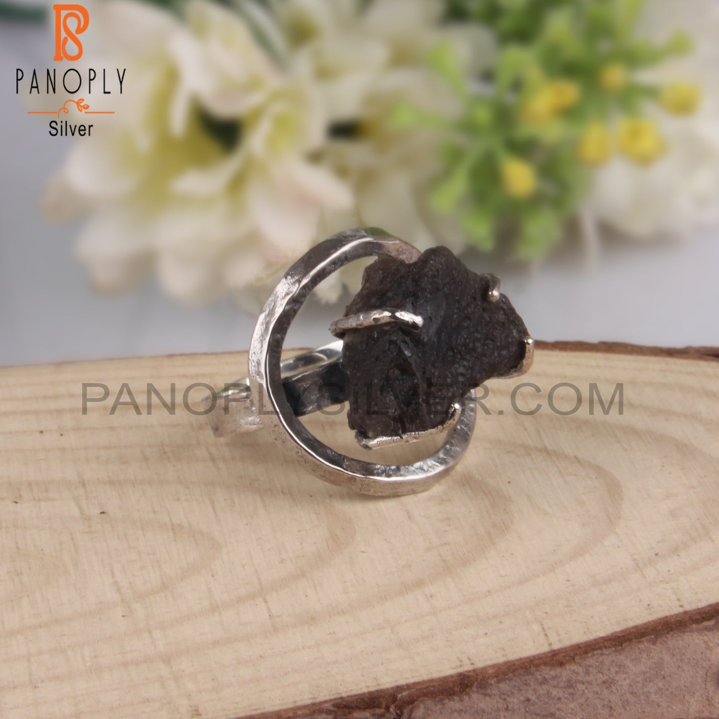 Attractive Columbianite Rough 925 Sterling Silver Ring
