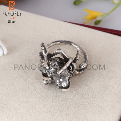 Meteorite Rough 925 Sterling Silver Branch Ring