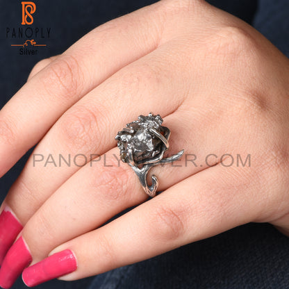 Meteorite Rough 925 Sterling Silver Branch Ring