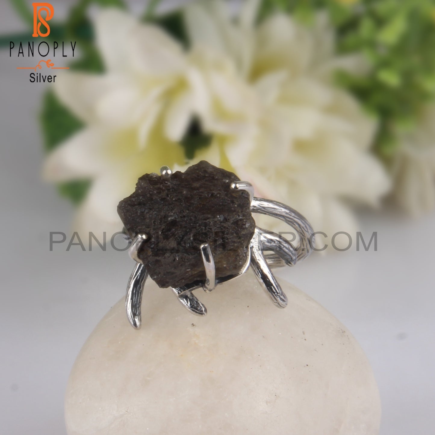 Natural Columbianite Rough 925 Sterling Silver Ring